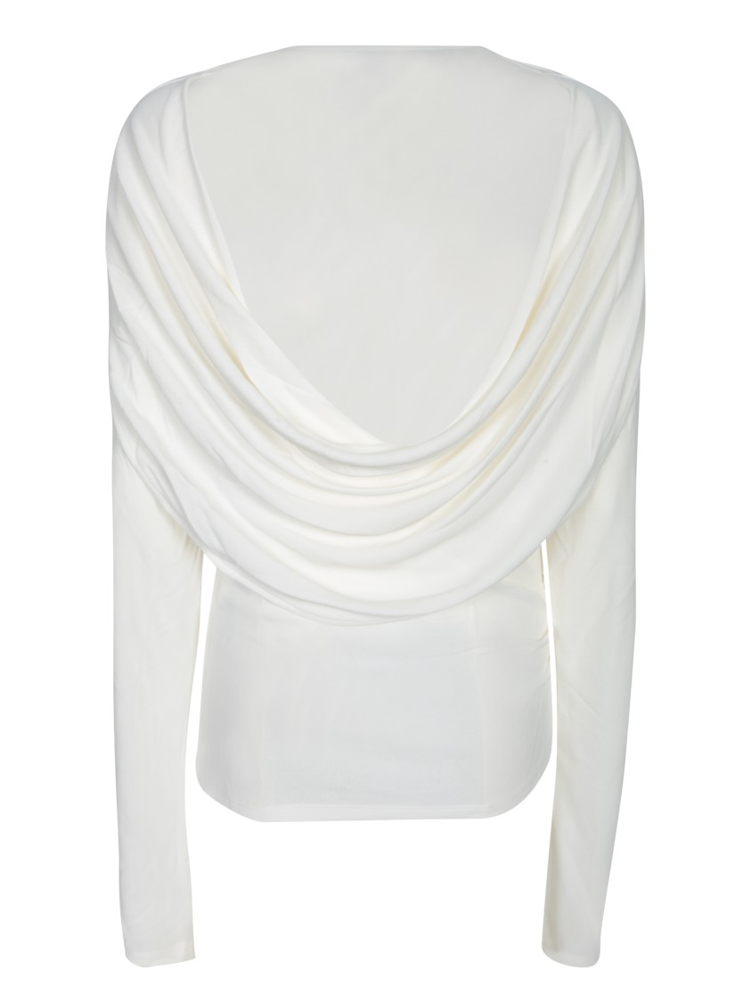 Jacquemus White Wrap-top With Long Sleeves In White