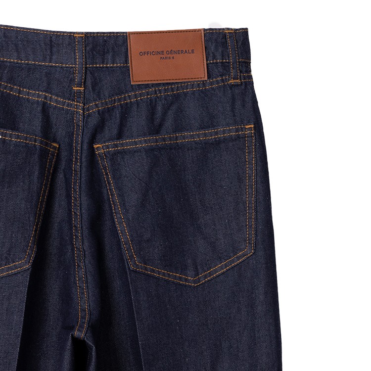 Officine Generale Dark Indigo Mid Waisted Wide Leg Jeans In Black
