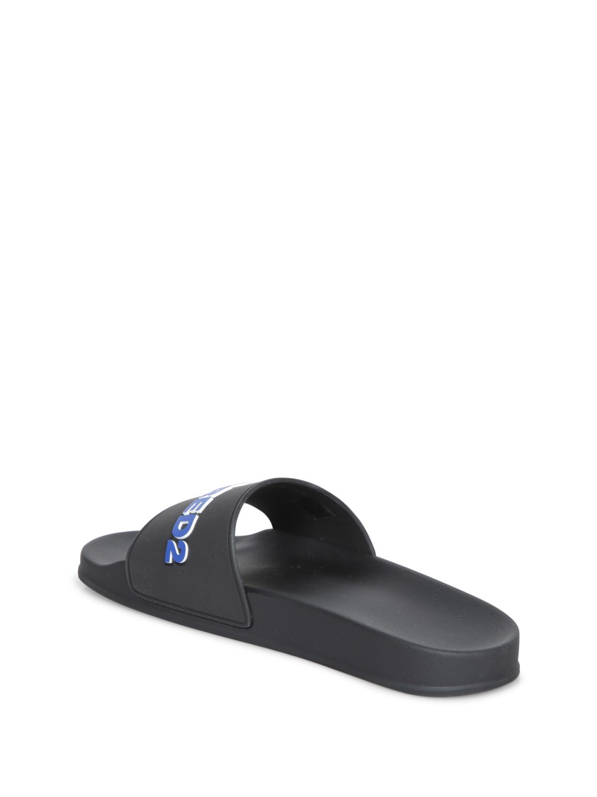 DSQUARED2 DSQUARED2 BLACK SLIDES WITH WIDE STRAP AND STURDY SOLE