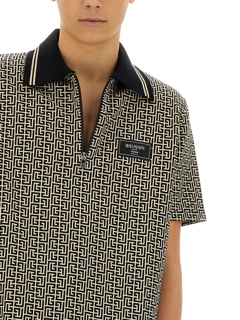 Balmain Labyrinth Polo Shirt With Jacquard Effect
