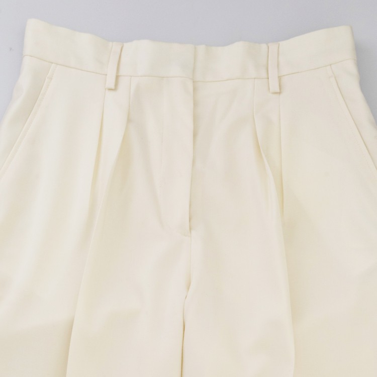 Officine Generale High-waisted Wide Leg Pants With Double Pleats In White