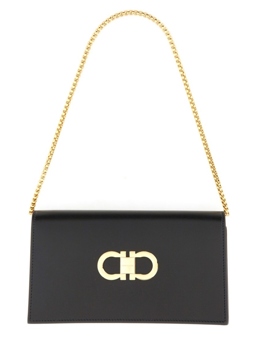 Shop Ferragamo Mini Bag With Gold-tone Clasp And Chain Strap