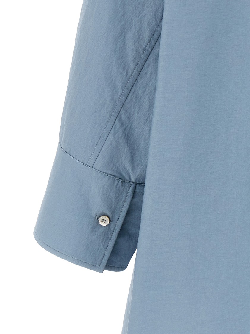 Brunello Cucinelli Intarsia Shirt With Embroidered Inlaid Detail In Blue