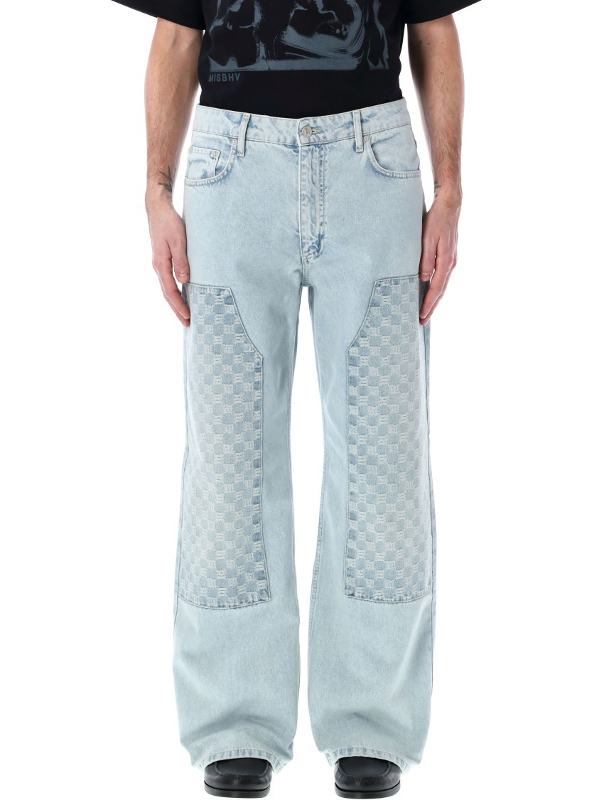 Misbhv Monogram-embroidered Carpenter Denim Trousers In Blue