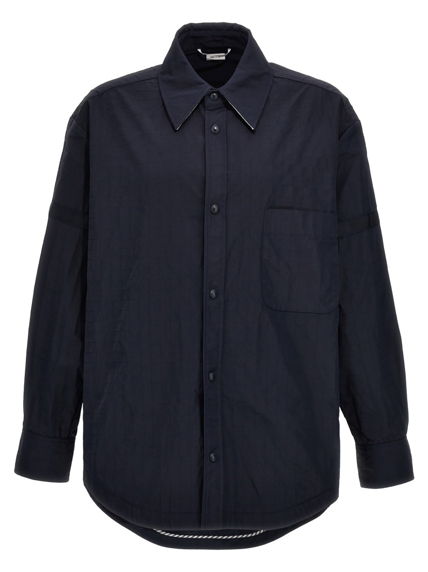 Thom Browne Button-up Overshirt Checkered Pattern In Blue