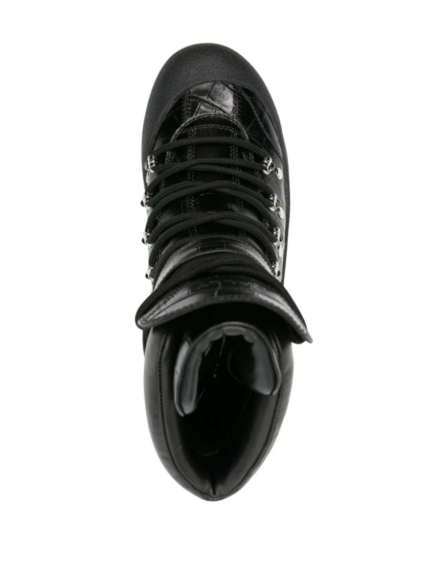 Bally Calf-embossed Ankle Boots With Lace-up Closure In Black