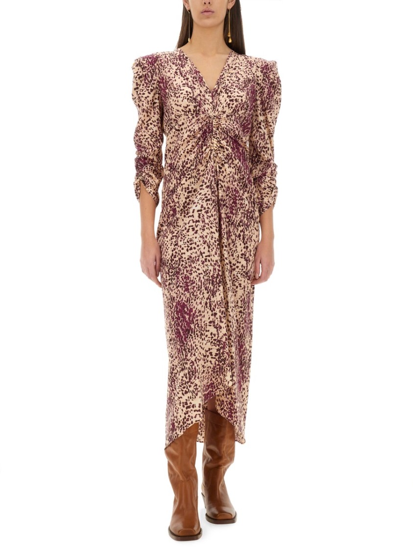 Isabel Marant Midikleid Albini Aus Einem Seidengemisch In Multicolor