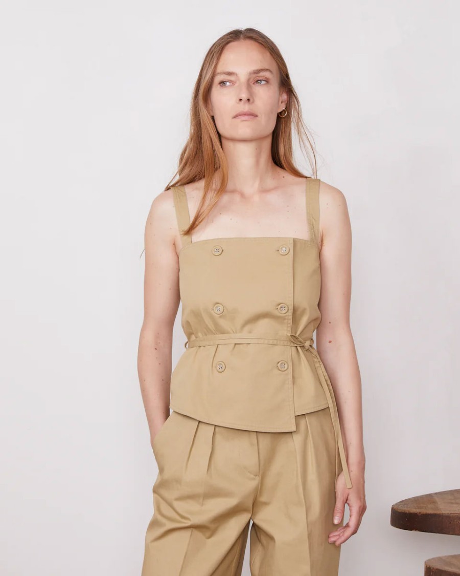 Officine Generale Double-breasted Strap Top With Asymmetrical Hem
