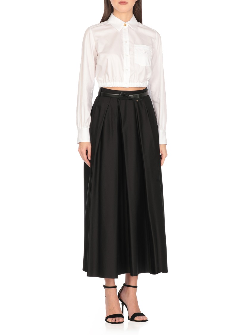 Elisabetta Franchi White Cotton Cropped Shirt In White