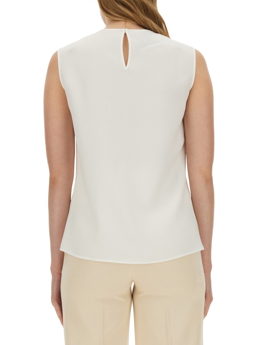 Moschino Blouse With Heart Applique And Subtle Keyhole Detail In White