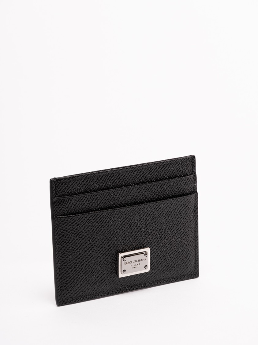 Dolce & Gabbana Black Calf Leather Card Holder In Black