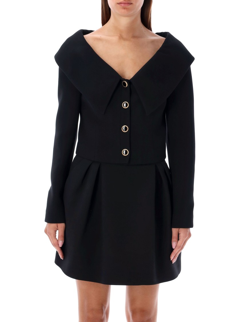 Alessandra Rich Single-breasted Off-shoulder Blazer In Black