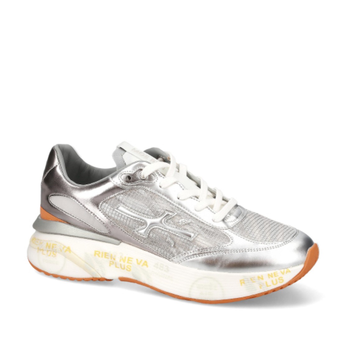 Premiata Chunky Silver Sneakers With Removable Insole In White