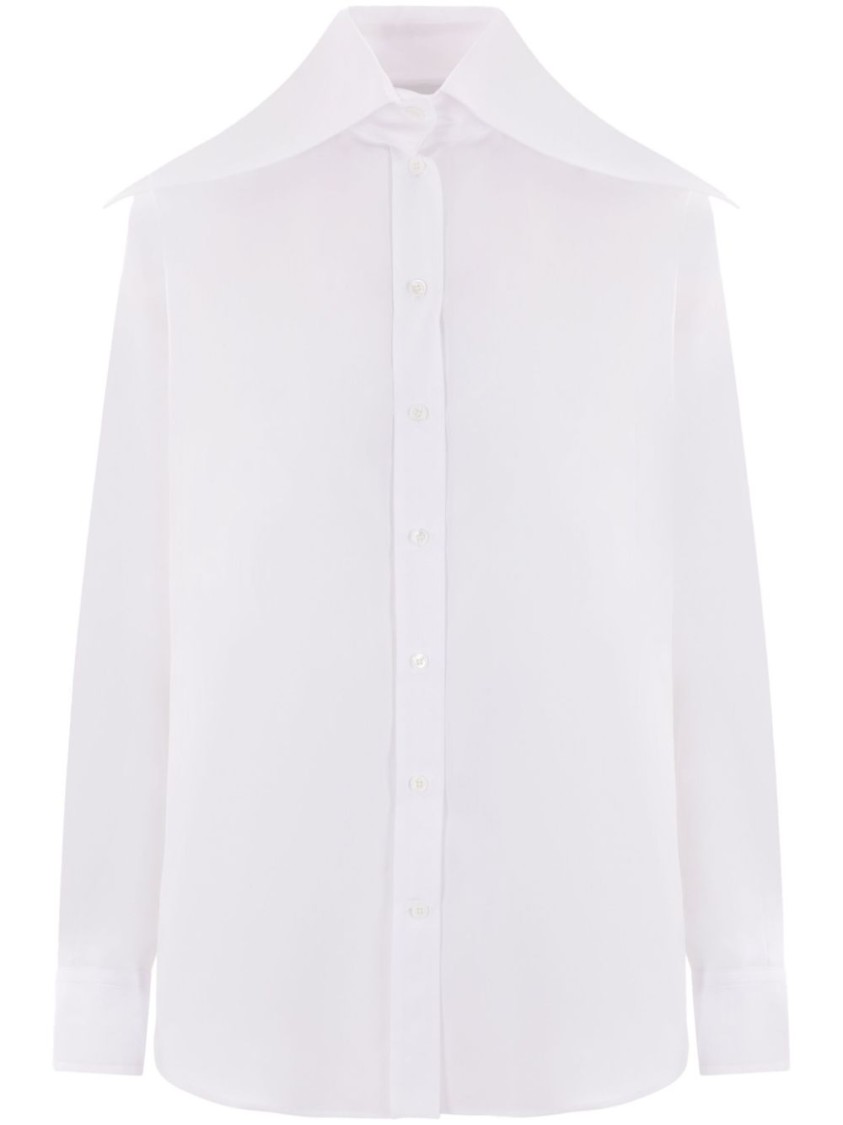 Alexander Mcqueen Cotton Shirt With Wide Collar In White