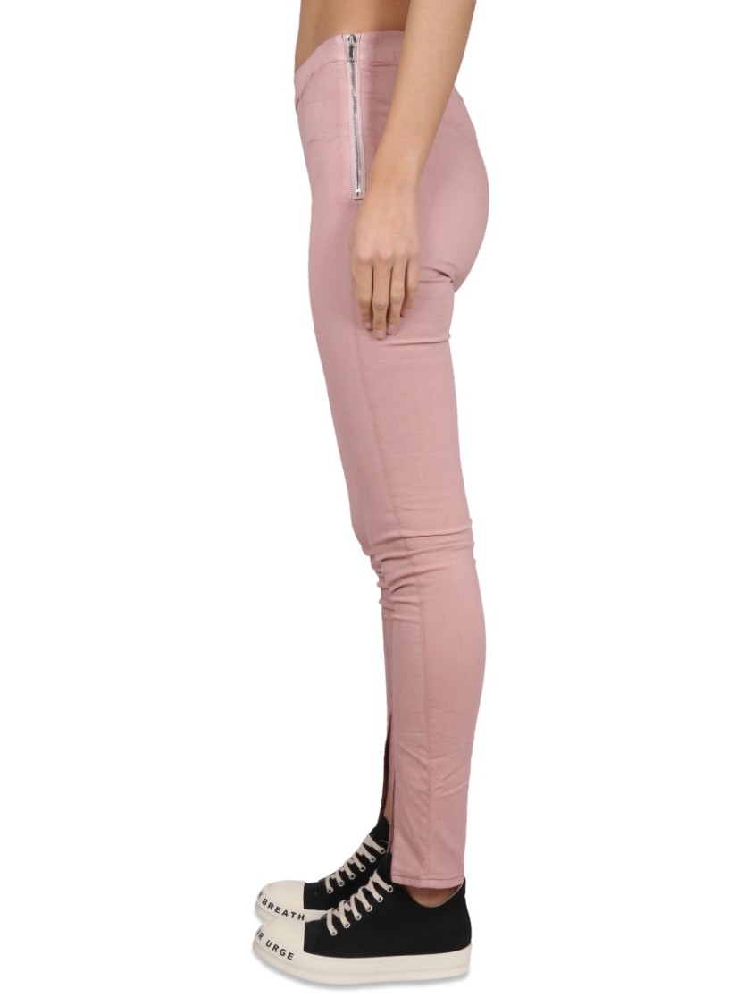 Rick Owens Drkshdw Drkshdw By Rick Owens Denim Leggings With Elastic Waistband And Stylish Slits In Pink