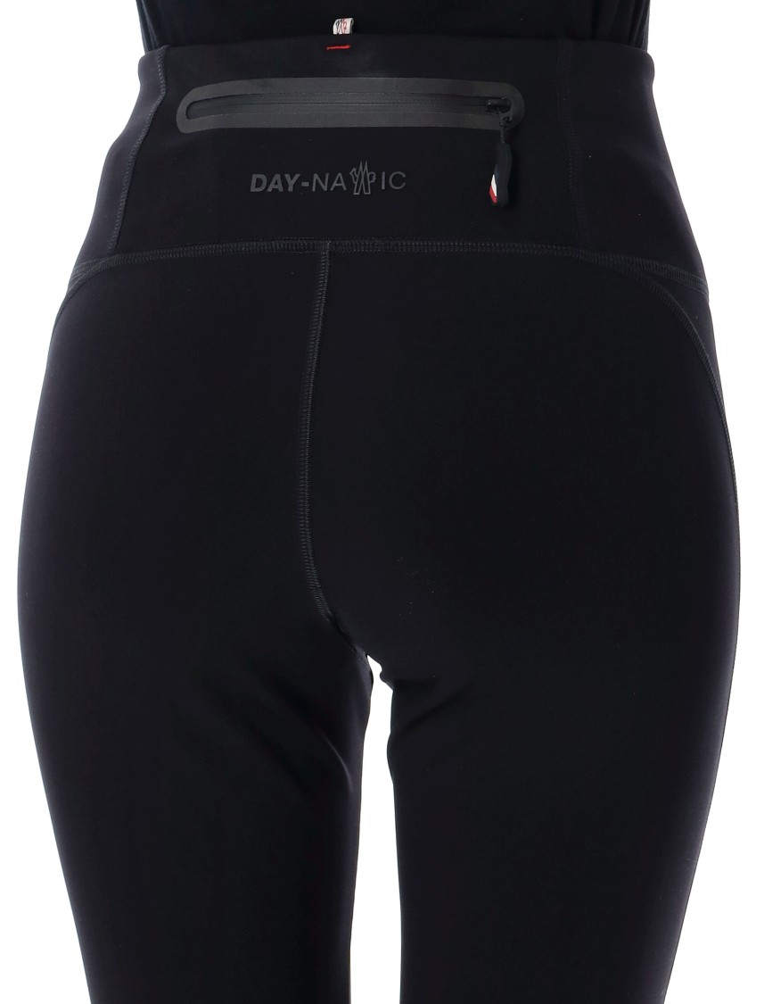 Moncler Brand-embossed Slim-fit High-rise Stretch-woven Leggings In Black