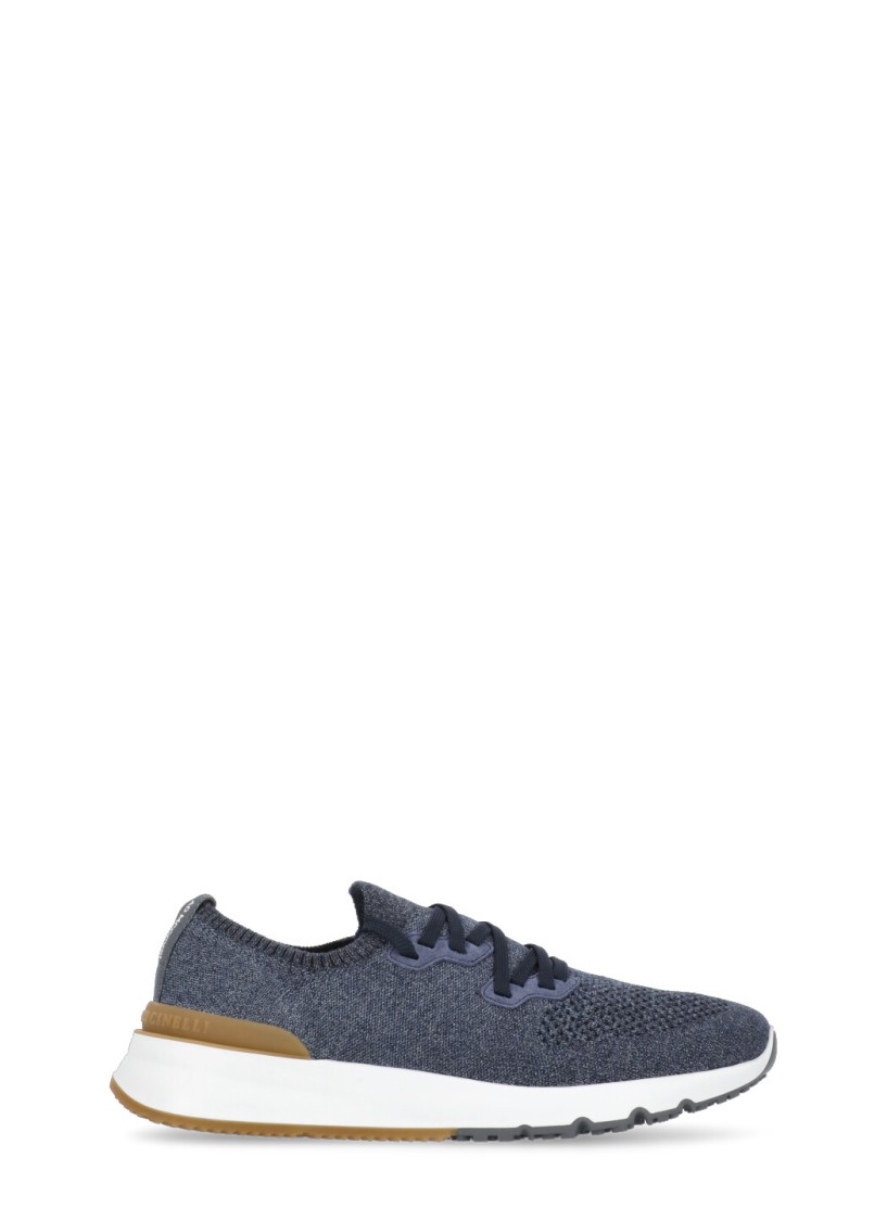 Brunello Cucinelli Knitted Runner Sneakers In Blue