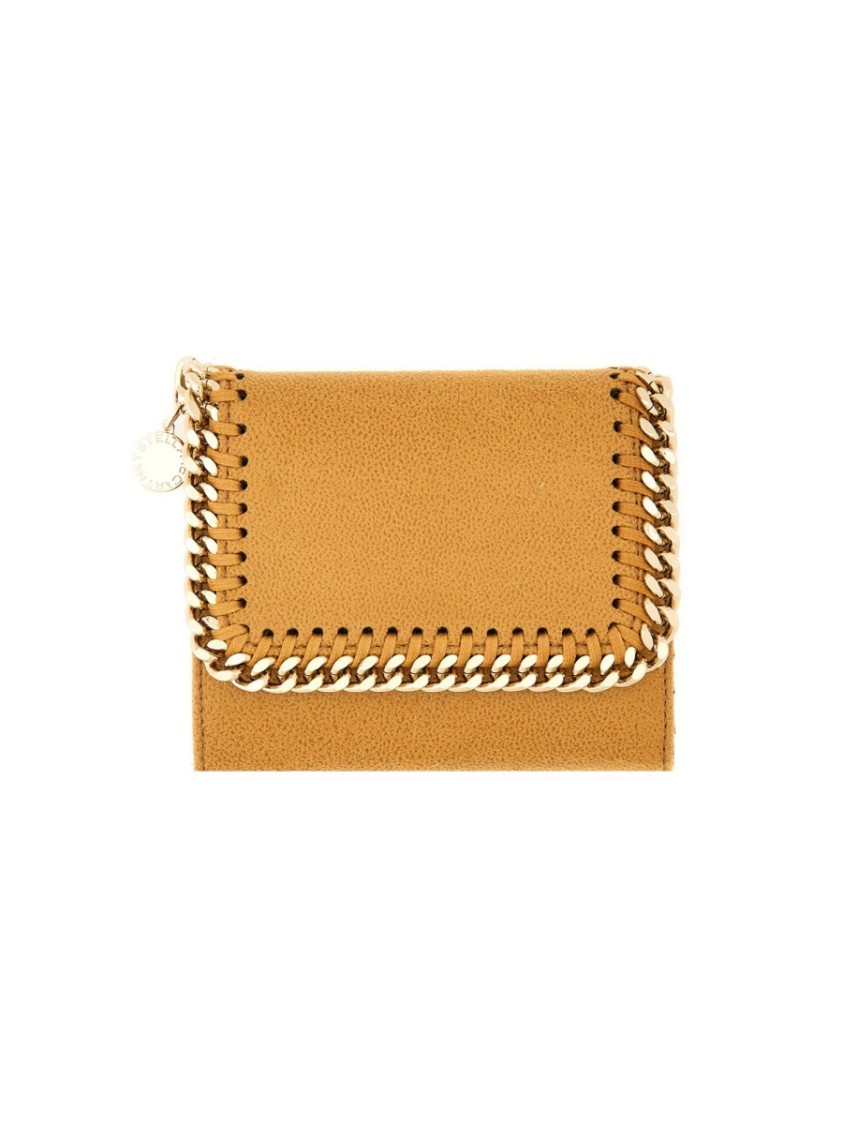 Stella Mccartney Falabella Tri-fold Wallet In Yellow