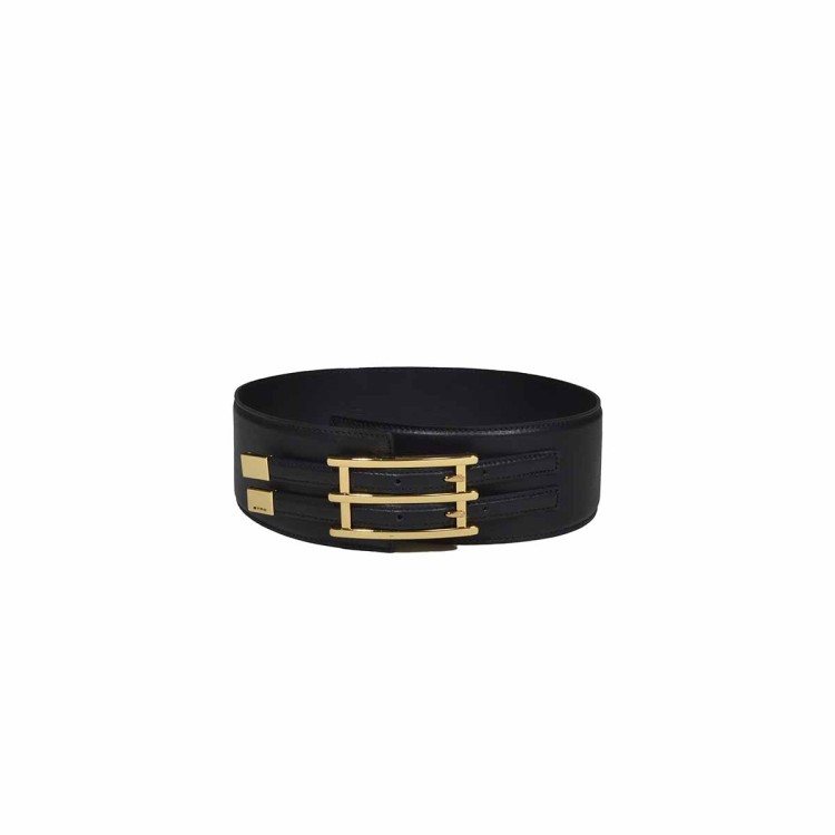 ベルト Etro High Black Leather Belt With Maxi Chrome Buckle Etro High Black Leather Belt With Maxi Chrome Buckle | THE LIST