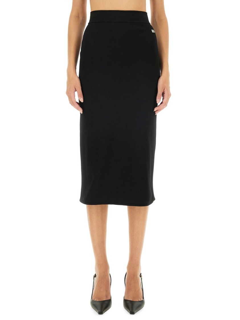 Dolce & Gabbana Gabardine Virgin-wool Midi Skirt In Black