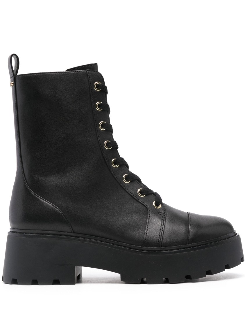 Michael Kors Lace-up Ankle Boots With Rubber Sole In Black