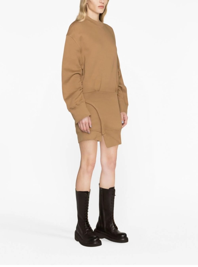 Attico Ivory Cotton Sweatshirt Dress In Brown