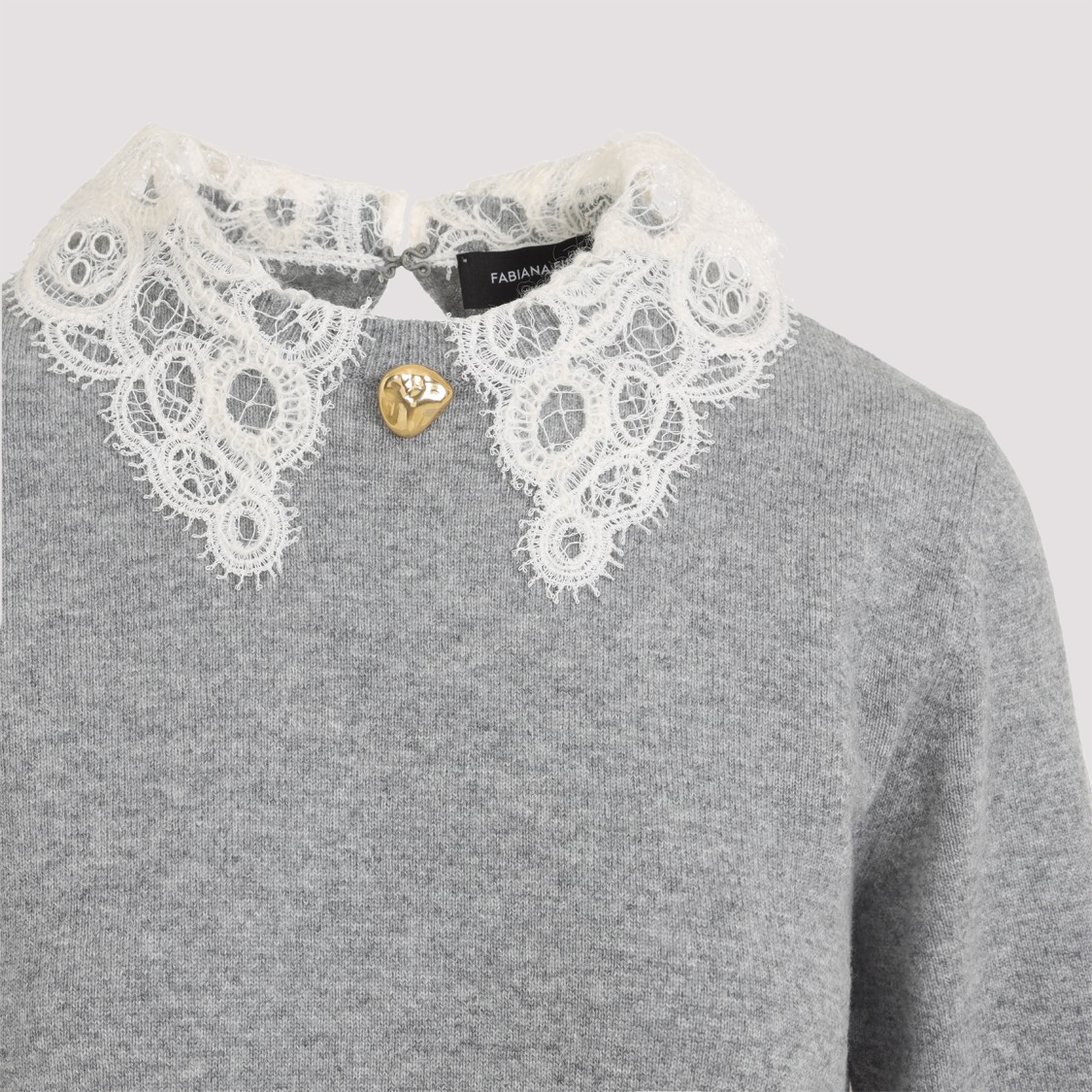 Fabiana Filippi Grey Crewneck Wool Sweater In Gray