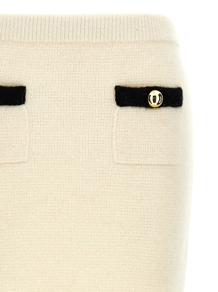 Alessandra Rich Alpaca Midi Skirt In Neutral