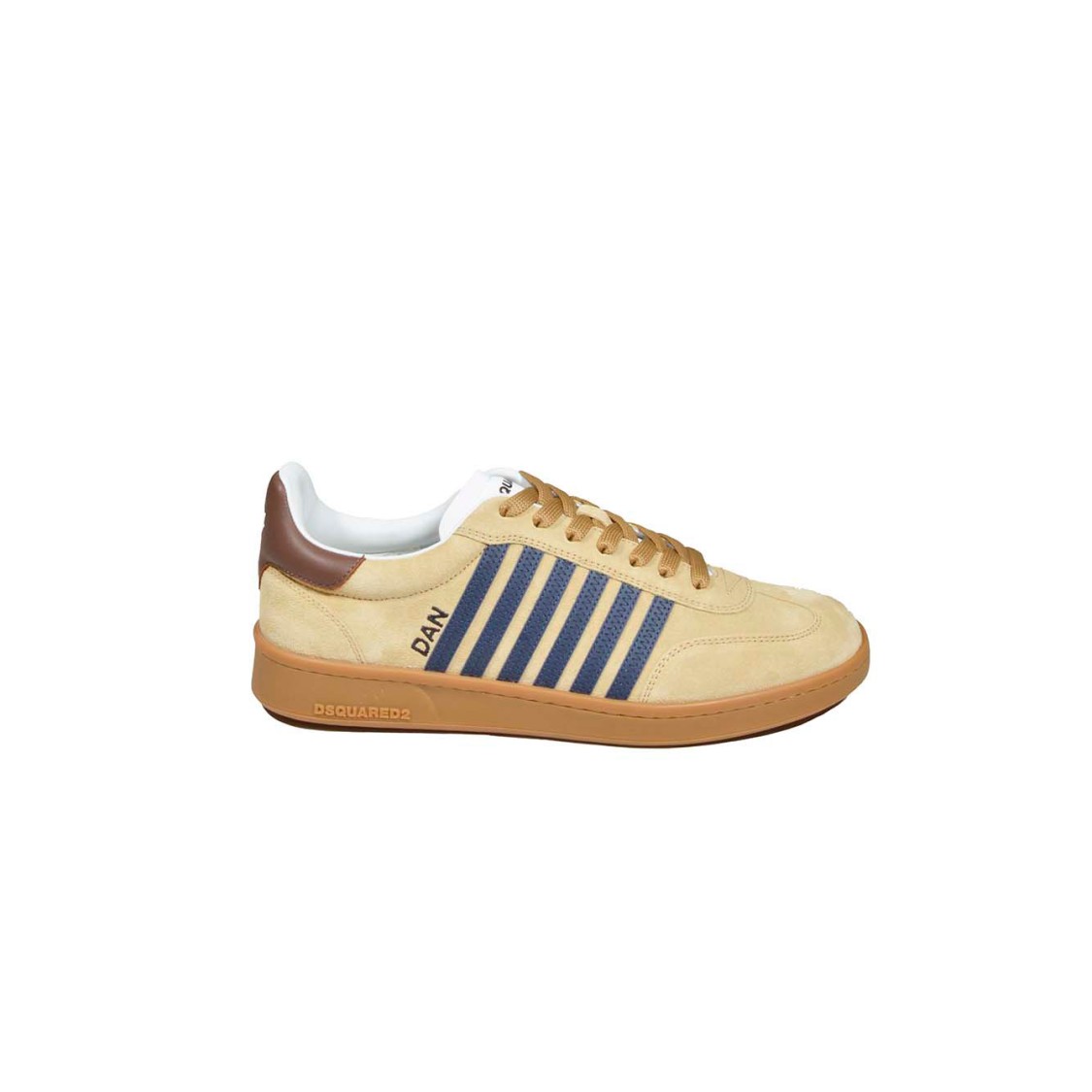Dsquared2 Brown Low Top Sneakers With Logo Lettering On The Tongue And Striped Detail On The Side In Leather A In Neutrals