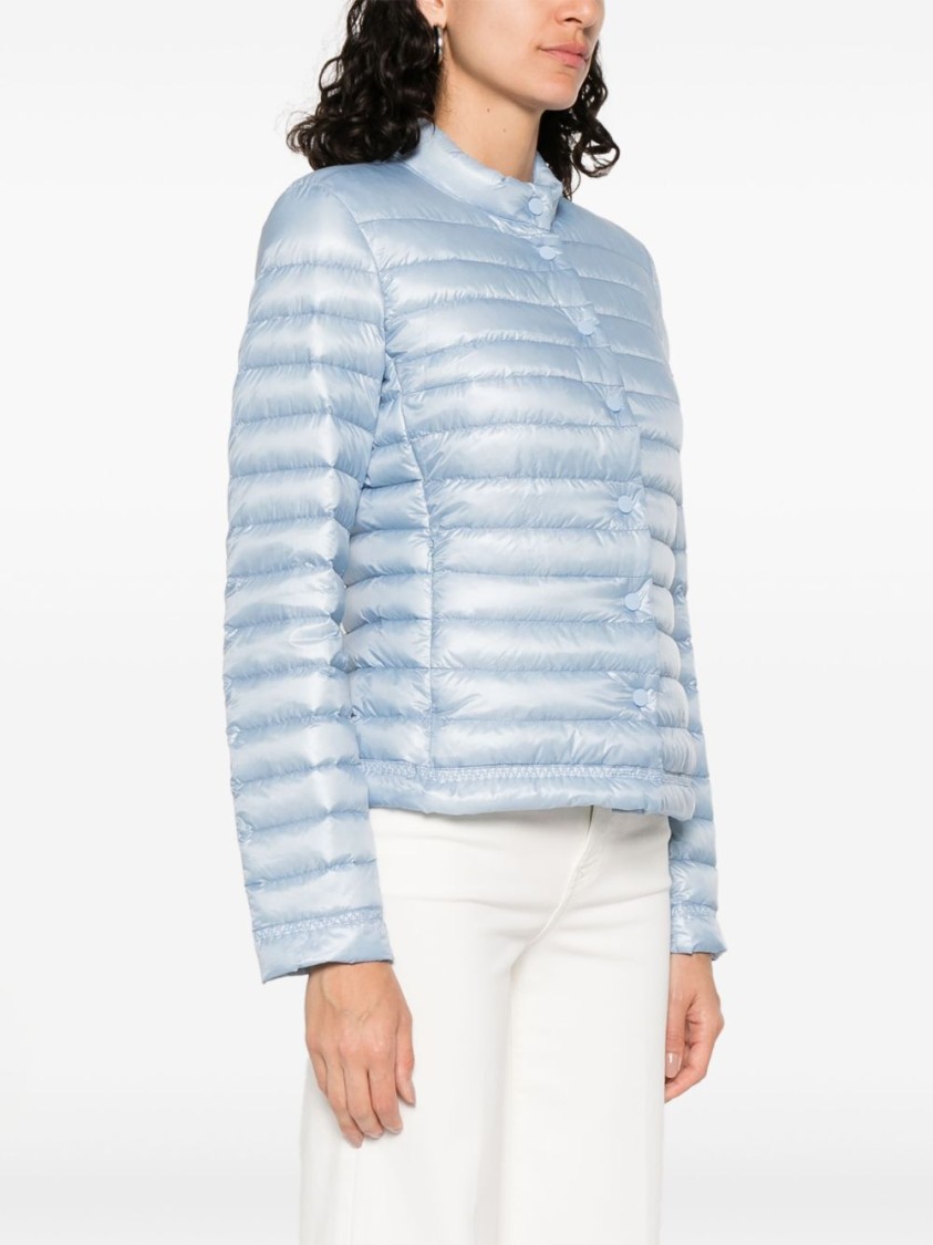 Peuterey Quilted Silver Jacket With Stand-up Collar