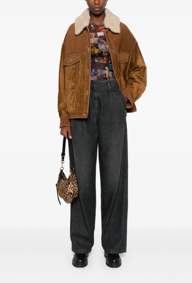 Golden Goose Db Leather Suede Jacket Tobacco In Brown