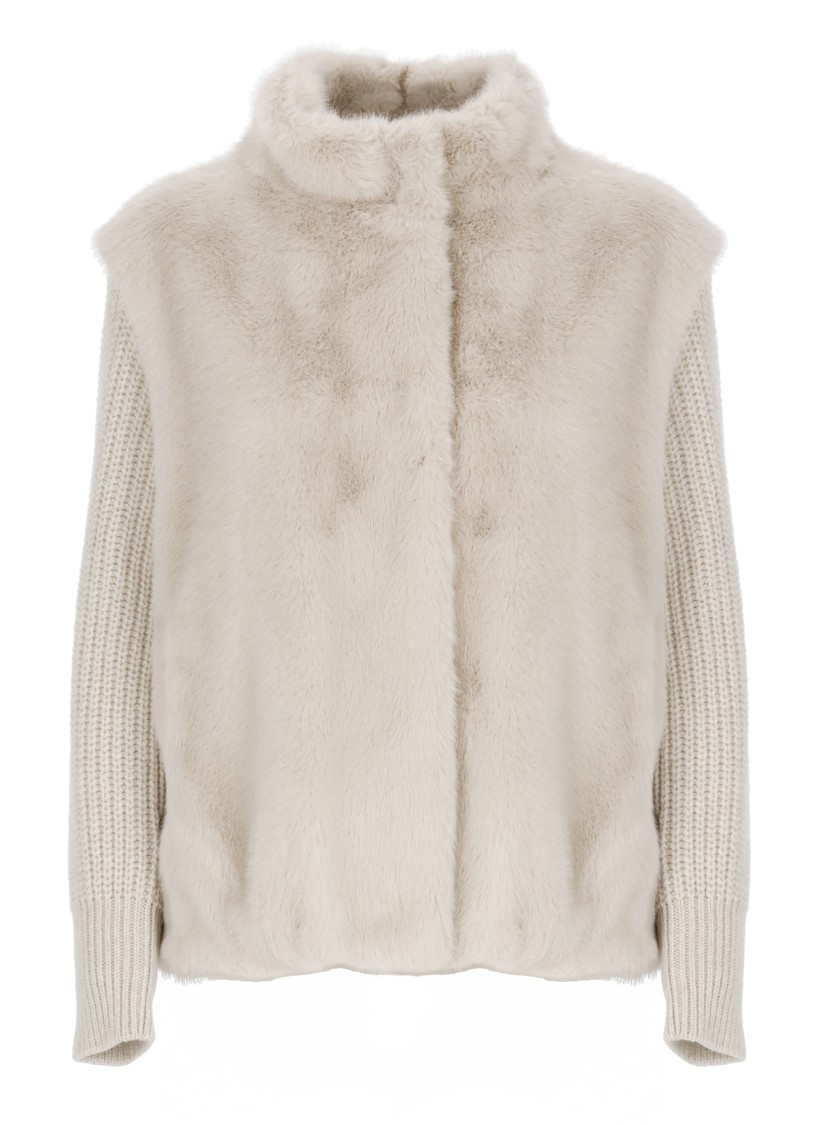 Herno Resort Jacket In Faux Mink Fur In Gray