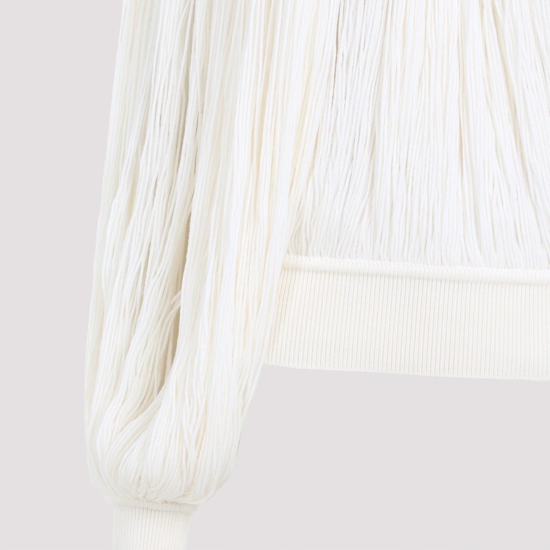 ALAÏA ALAÏA WHITE WOOL/POLYAMIDE TEXTURED BLEND SWEATER