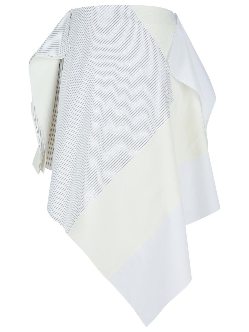 Jw Anderson Cotton Skirt With Patchwork Striped Layers In White