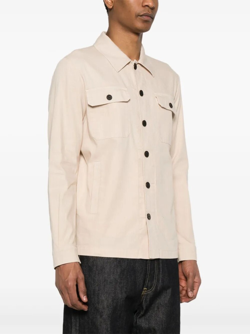Drumohr Classic Button-up Linen Overshirt In Neutral