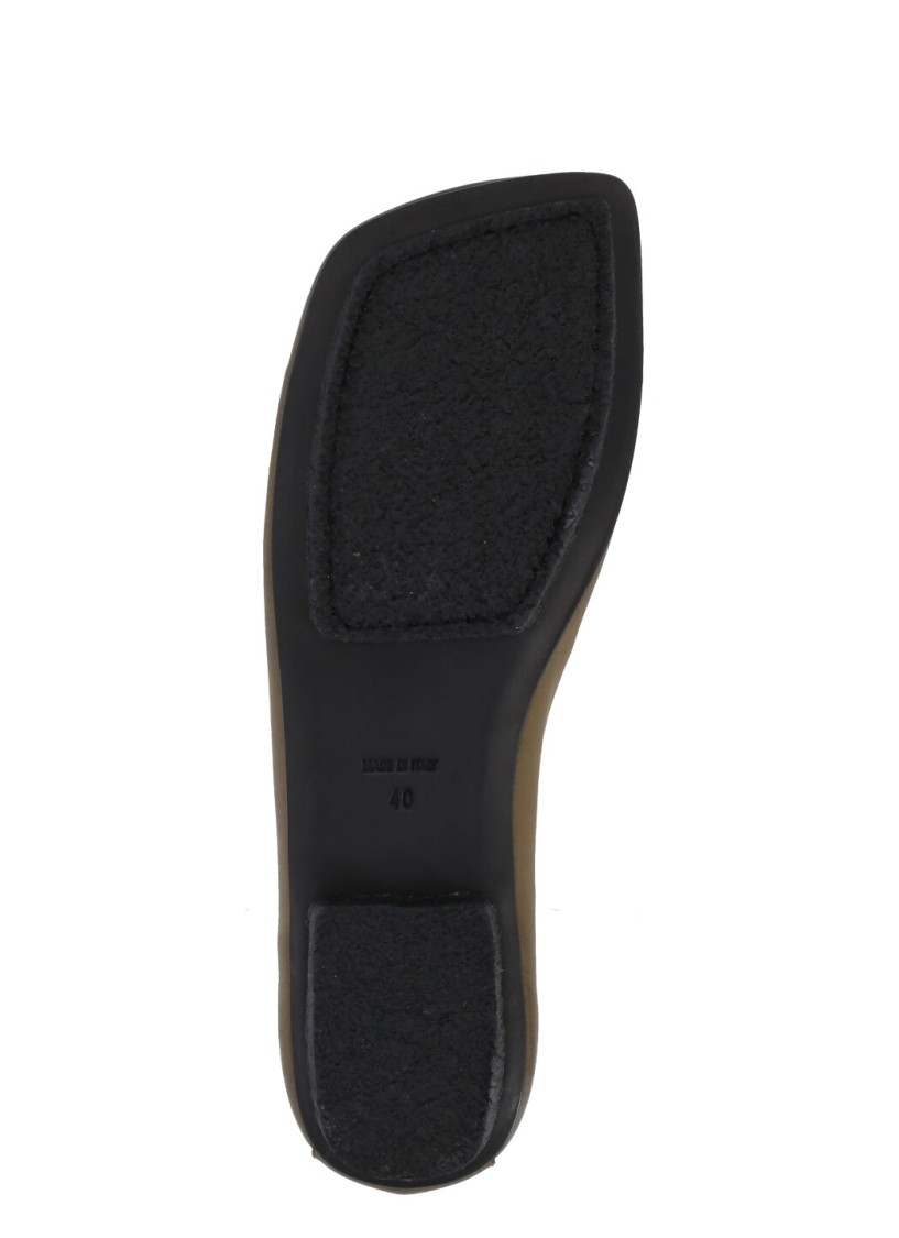 Shop Uma Wang Olive Green Smooth Leather Ballet Shoes
