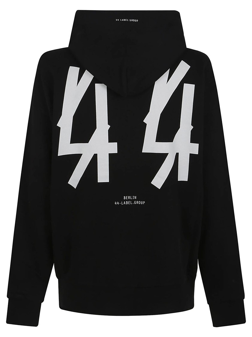 44 Label Group Classic Black Zip Hoodie With Contrasting