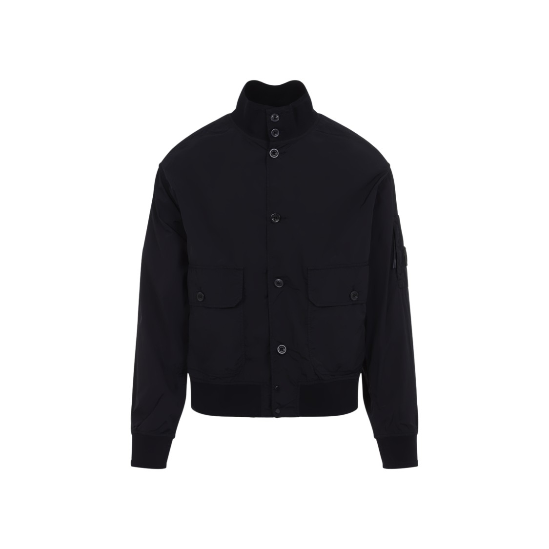 C.p. Company Full Button Sweatshirt With Cotton Poplin Pockets In Blue
