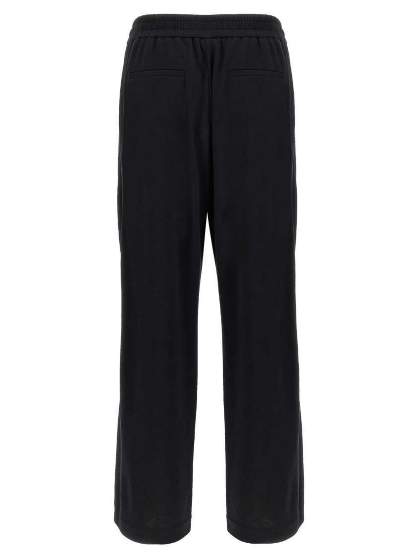 Brunello Cucinelli Shiny Trims Joggers With Back And Side Pockets In Black