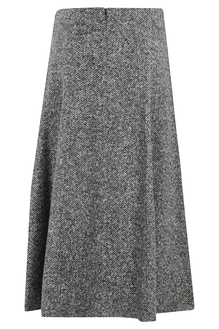 Seventy Flared Midi Skirt With Textured Finish In Gray