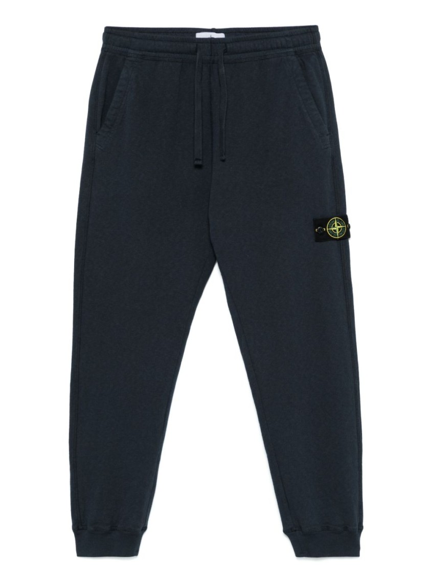 Stone Island Compass Patch Drawstring Jogger Pants In Blue