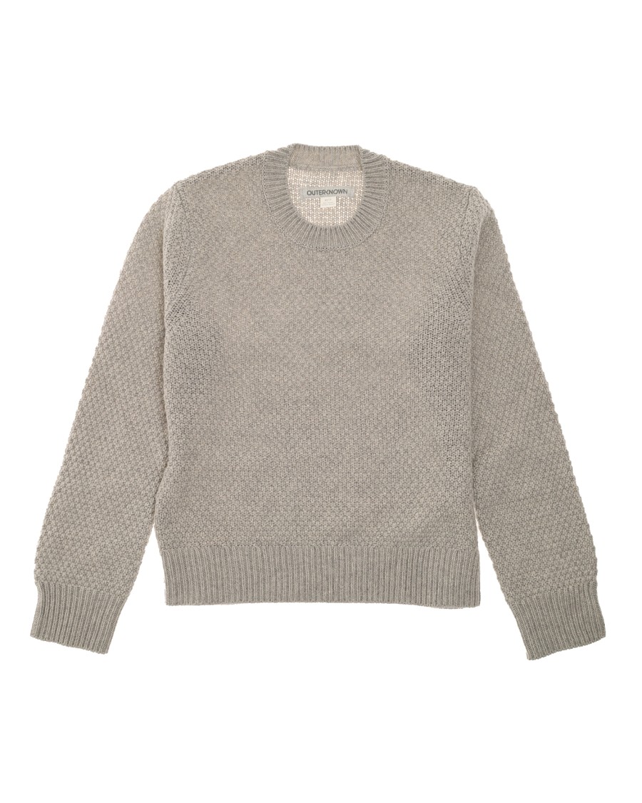 Outerknown Slim-fit Crew Sweater In Distinctive Moss Stitch In Gray