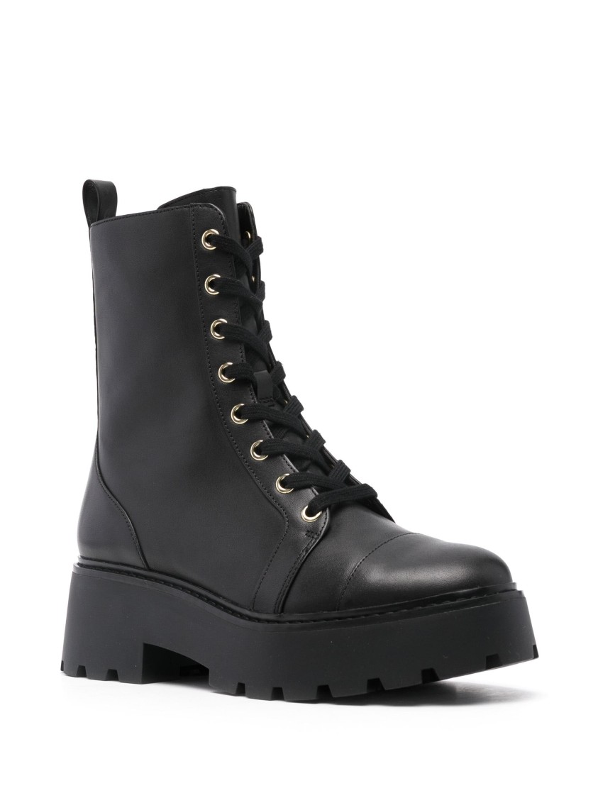Michael Kors Lace-up Ankle Boots With Rubber Sole In Black