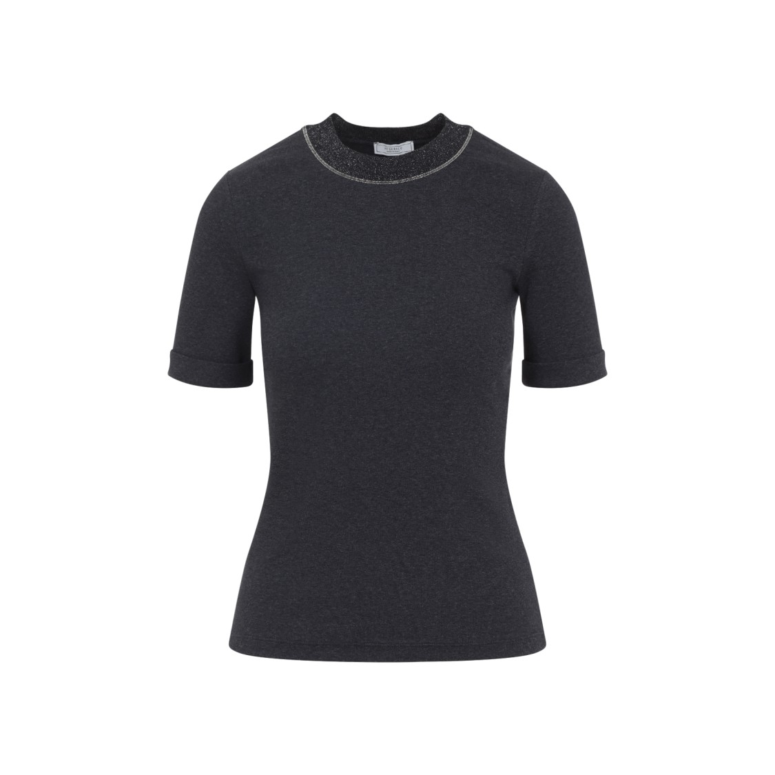 Peserico Grey Cotton T-shirt In Black