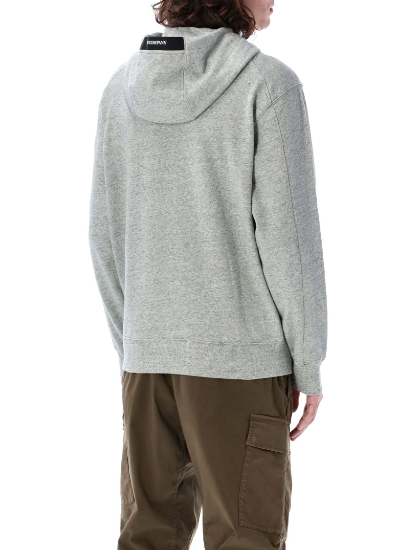 C.p. Company Diagonal Raised Fleece Lens Hooded Sweatshirt In Grey