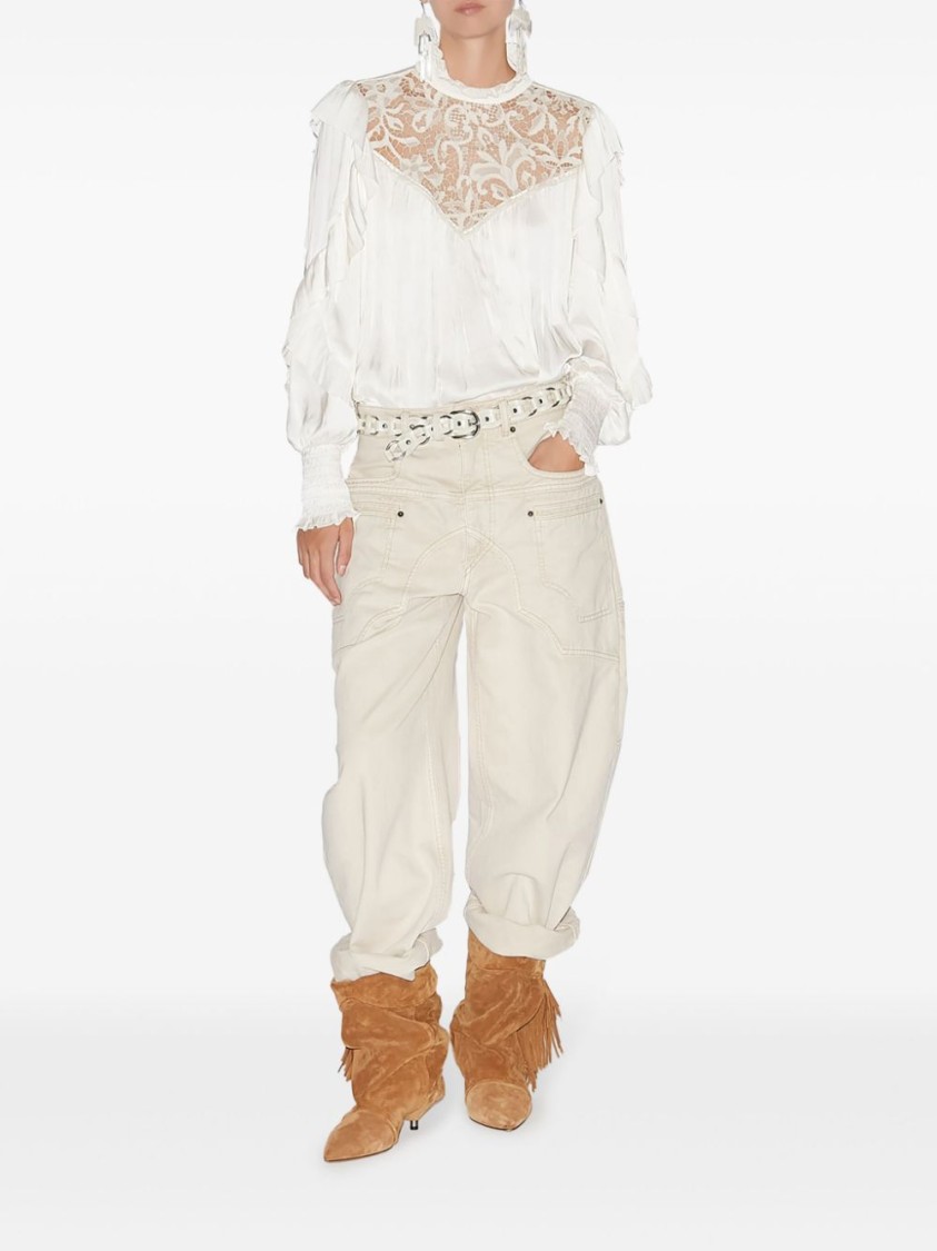 ISABEL MARANT ISABEL MARANT BEIGE TOP WITH LACE DETAILING