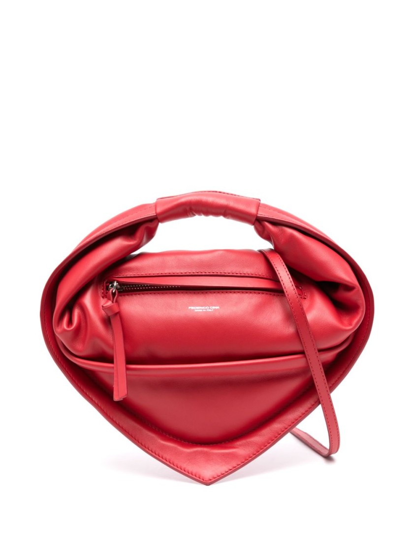 Federico Cina Heart-Shaped Red Lambskin Tote Bag