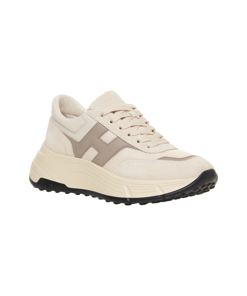 Hogan Beige Sneakers With Padded Ankle And Logo Accents