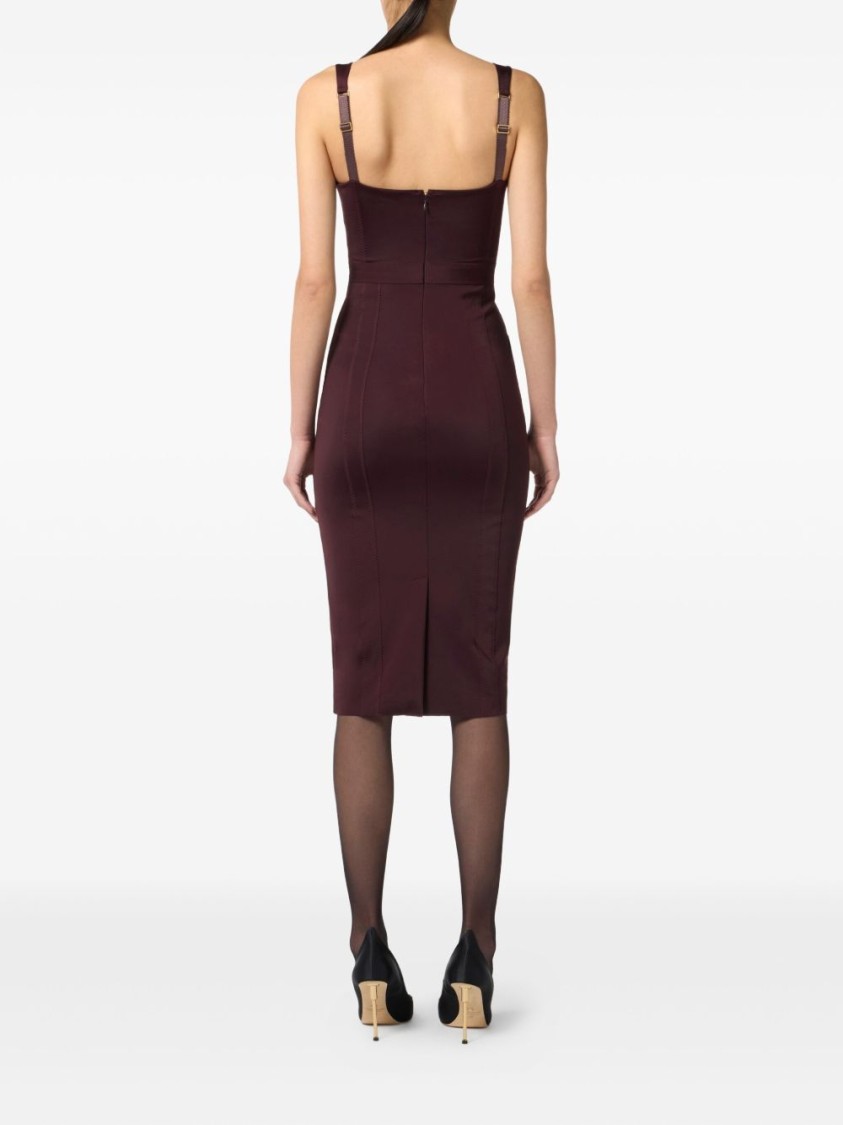 Elisabetta Franchi Structured Bodice Evening Dress In Burgundy