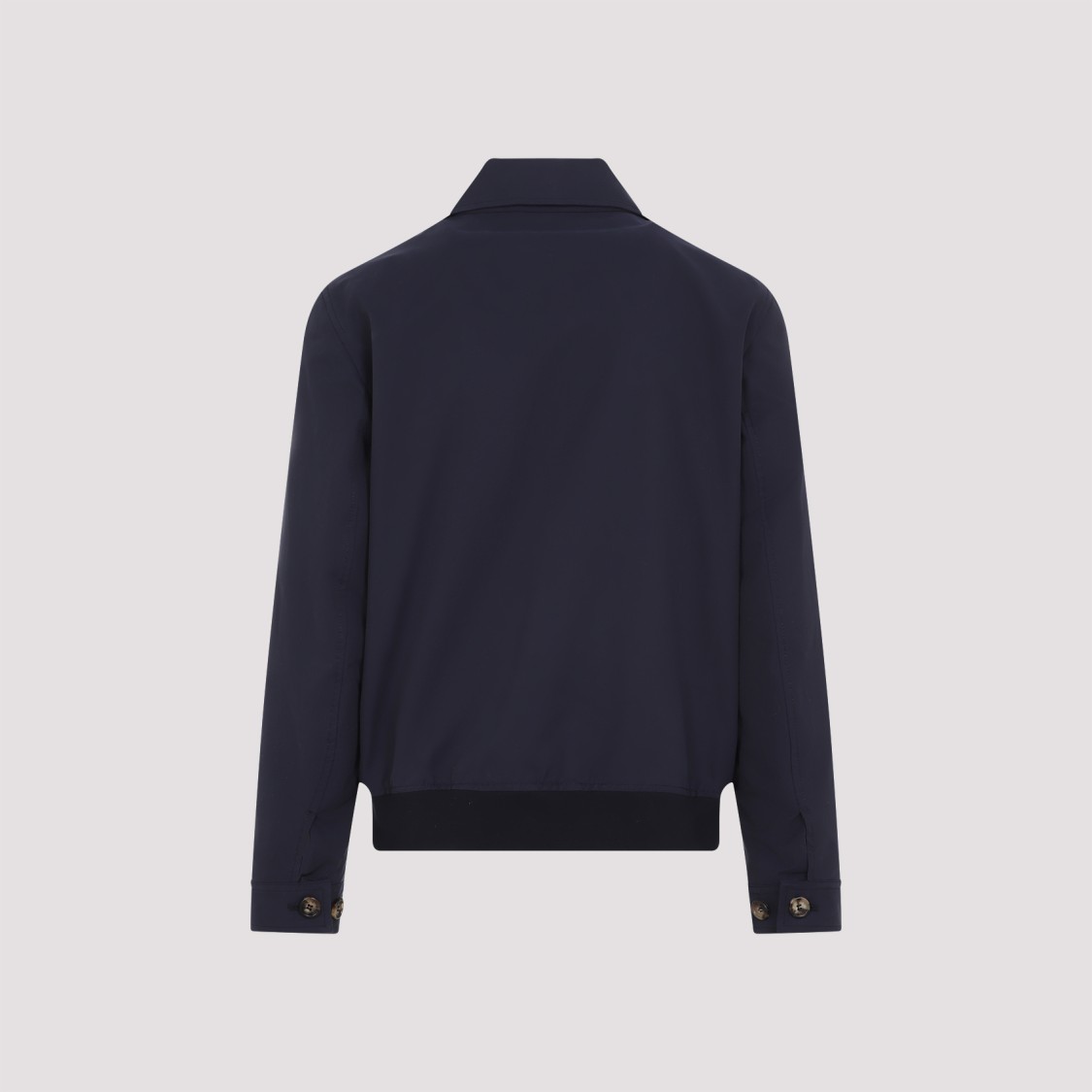 Shop Brunello Cucinelli Navy Blue Cotton Bomber Jacket
